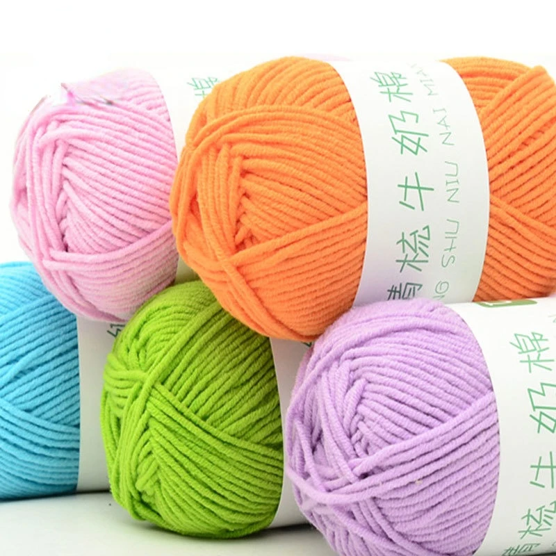 

50g / Set Milk Cotton Wool Crochet Yarn 5 Strand Hand Braided Wire DIY Material Package Cardigan Scarf Hat Sweater Doll Thread