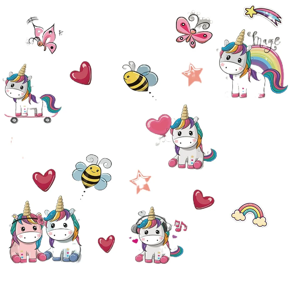 

Cartoon More Unicorn Environmental Protection Wall Stickers Children's Room Living Bedroom Decoration House