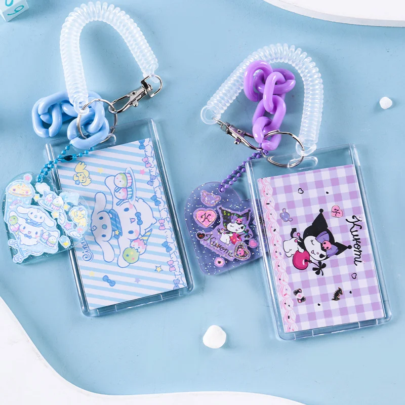 

Diy Cinnamoroll My Melody Kuromi Sanrioed Card Holder Anime Kawaii Cartoon Children Bus Card Meal Card Case Bag Stickers Gifts