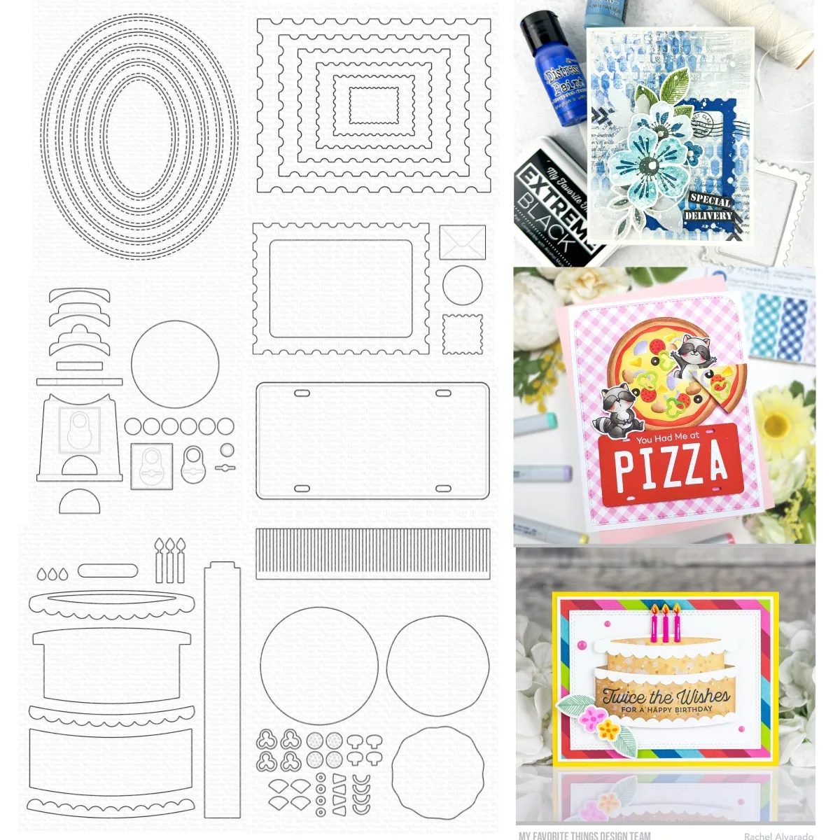 2024 Торт на день рождения Гамбол Пицца Металлические трафареты Скрапбукинг