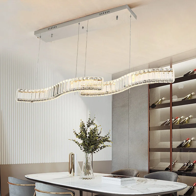 

Современные светодиодные подвесные светильники с регулируемой яркостью для столовой, золотистые/хромированные волнистые стальные светил...