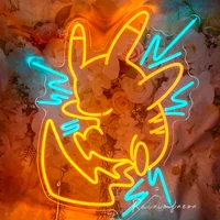 led aesthetic cute pikachu anime neon sign neon flex light sign home room wall decor kawaii anime bedroom decoration mural