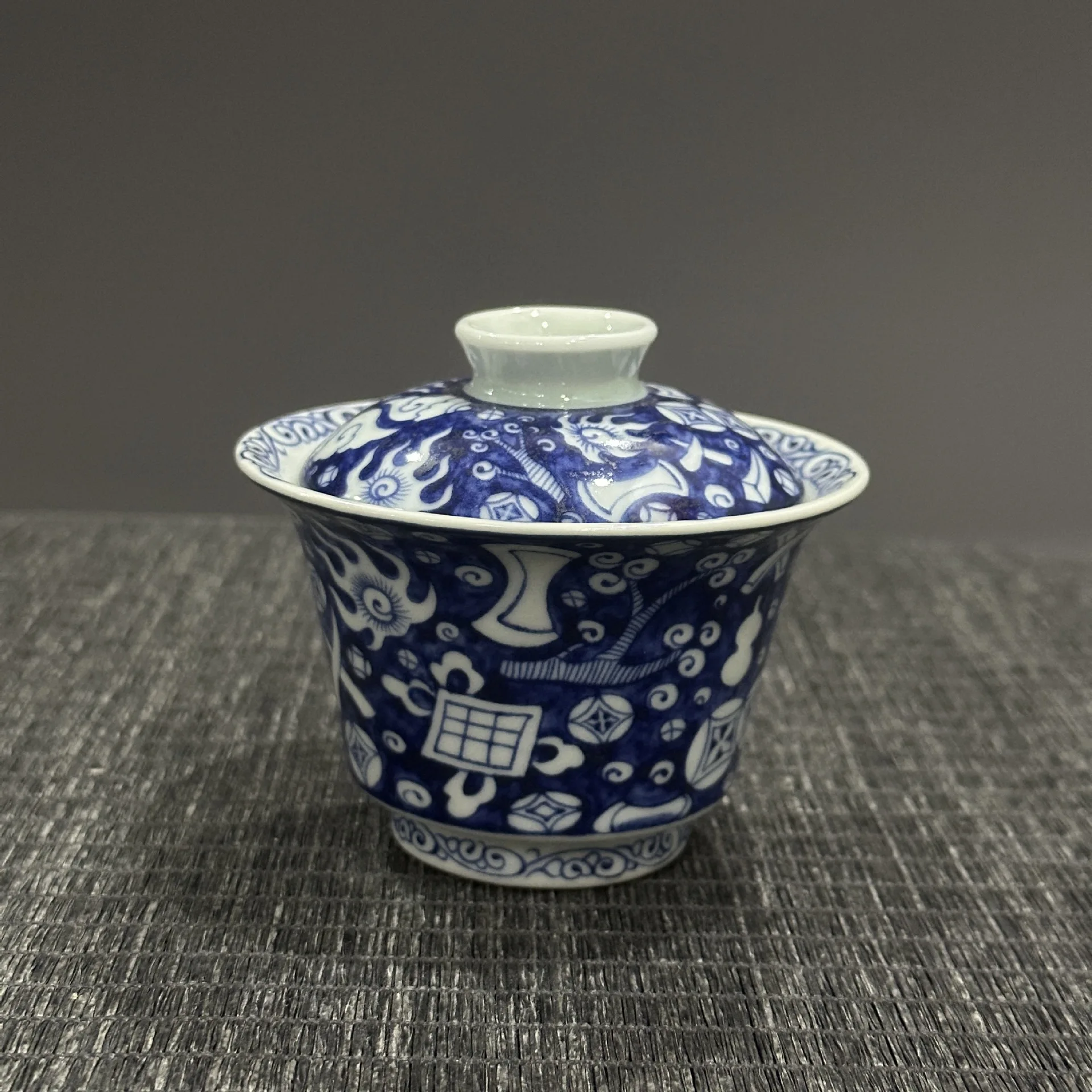 Синий и белый фарфоровый чайный сервиз Цзиндэчжэнь антикварные восемь сокровищ