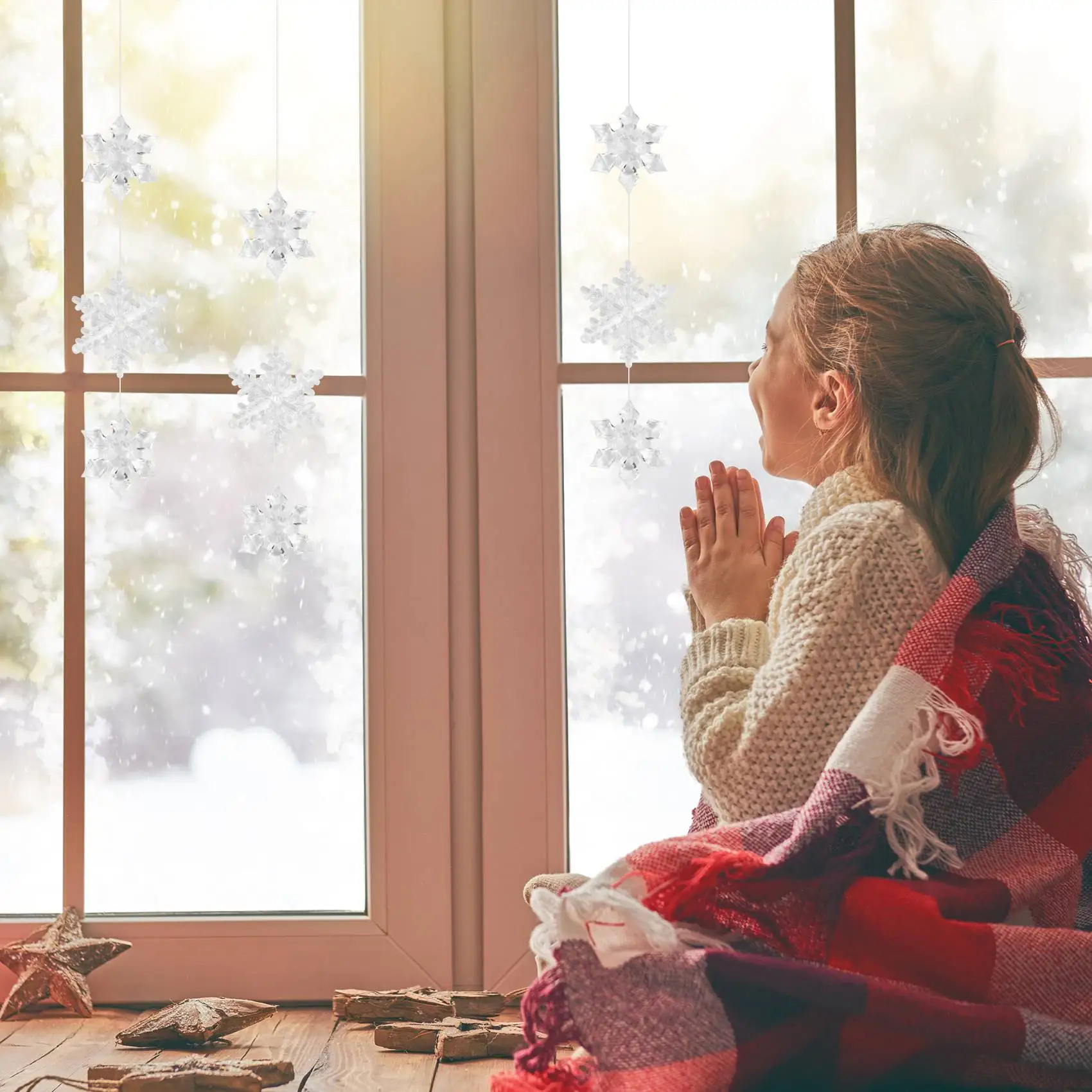 40 шт. снежинка сосулька рождественские украшения новогодние хрустальная