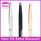 Женский пинцет для бровей с расческой для бровей из нержавеющей стали, пинцет для наращивания ресниц, двойные веки, зажим для ресниц