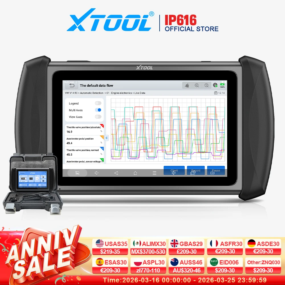 Фото XTOOL InPlus IP616 Автомобильные диагностические инструменты Все системы Автомобильный сканер 34+ Сброс Встроенный CANFD Все функции Пожизненное бесплатное обновление №1