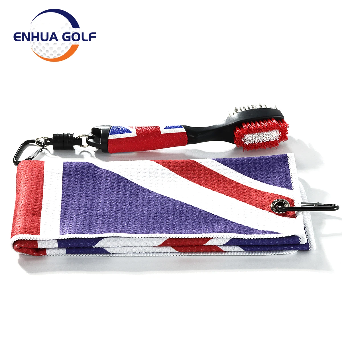 England Flag Golf Towel+Golf Club Groove Cleaner Brush,Quick Dry Cotton Beach Towel Lightweight,Soft Breathable Sports Towel