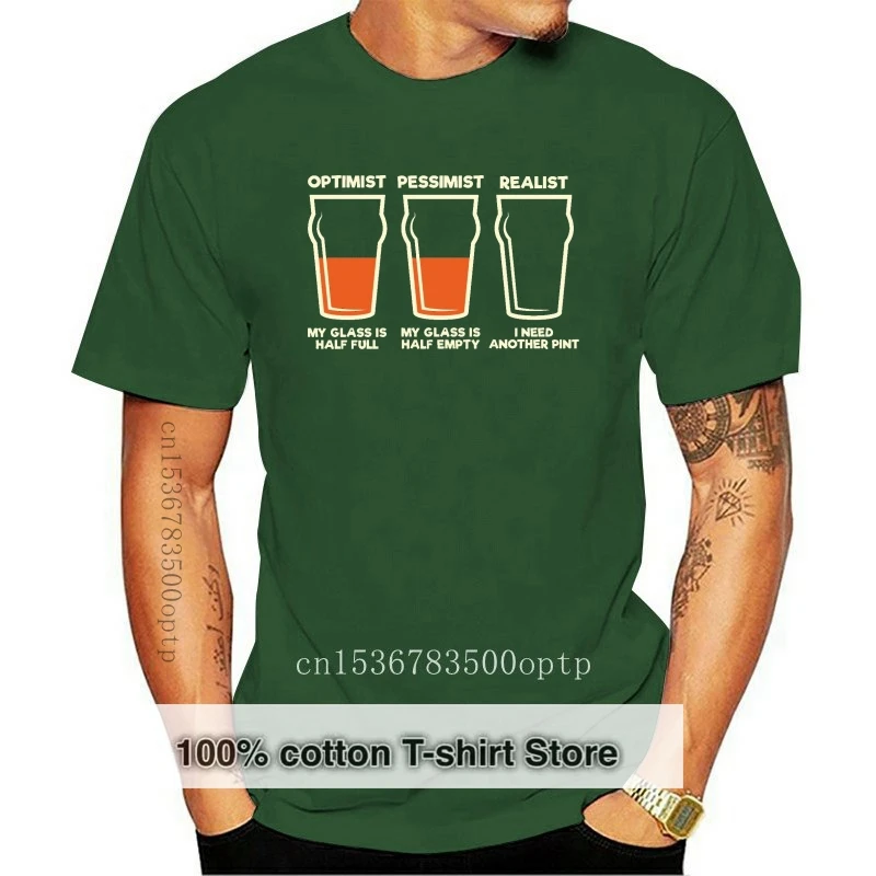 

Optimist Pessimist Realist Pint T-SHIRT joke beer drinking funny birthday gift