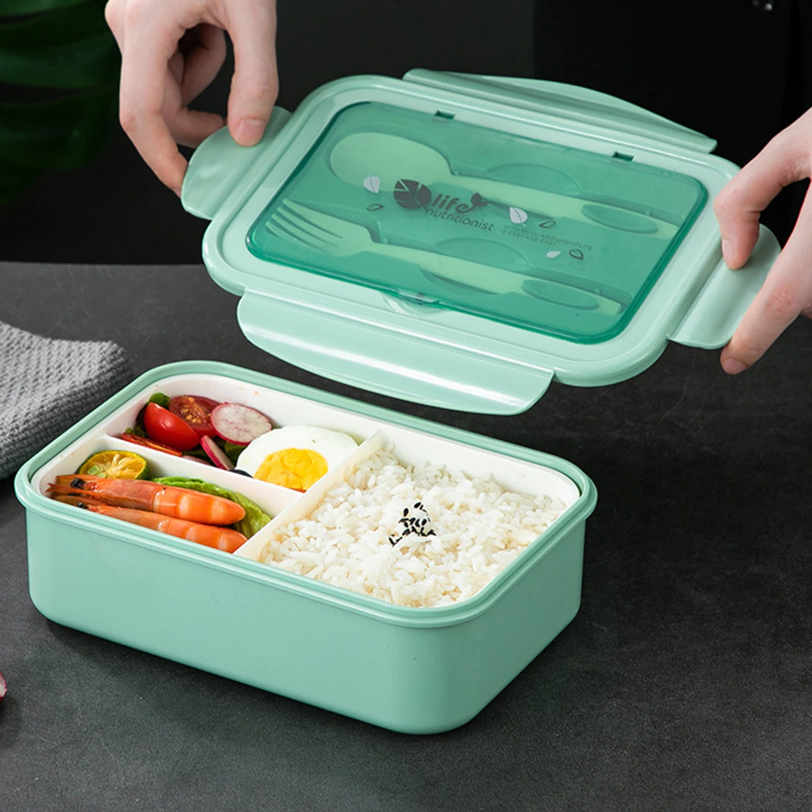 

Plastic Bento Boxes Containers Practical Reusable Lunch Box for Traveling Meal Prepping