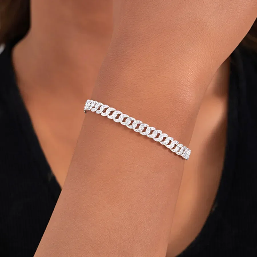 2024 новая кубинская цепочка блестящая плотно инкрустированная CZ вечная браслет