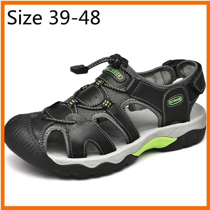 

Summer Men Sandals Genuine Leather Men Casual Shoes Outdoor Men Leather Sandals Men Beach Shoes Roman Sandals Slippers