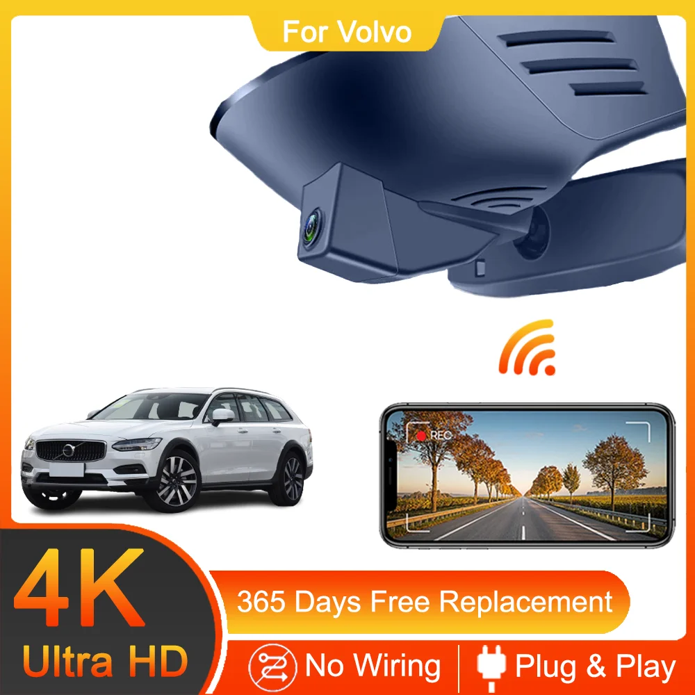 For VOLVO XC90 XC60 XC40 S90 V90 S60 V60 C40 Polestar 2 Front and Rear 4K Dash Cam for Car Camera Recorder Dashcam WIFI Car Dvr