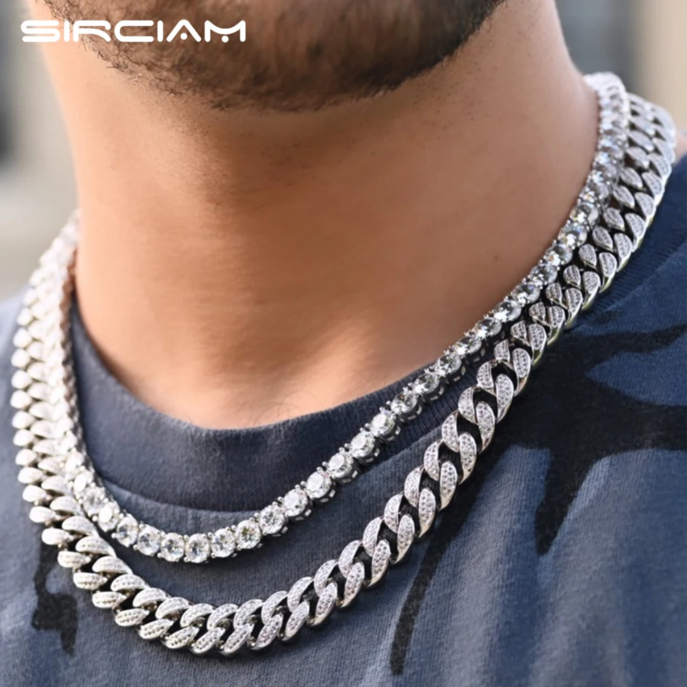 

Iced Out Micro Pave Miami Cuban Link Chain Bling 13MM Crystal Curb Cuban Chain Choker Necklace Men Women Hip Hop Rock Jewelry