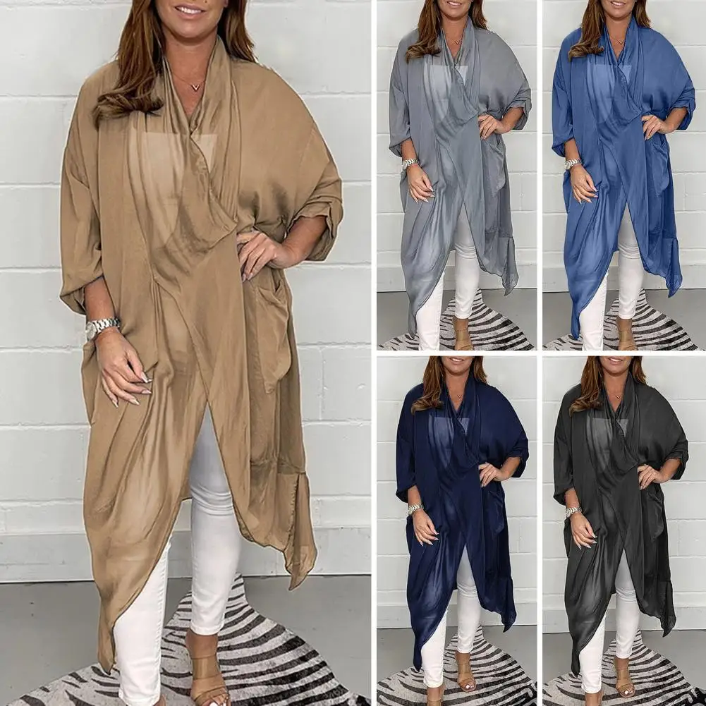 

Stylish Lady Coat Soft Women Summer Top V-neck Plus Size Breathable Lady Coat Daily Wear