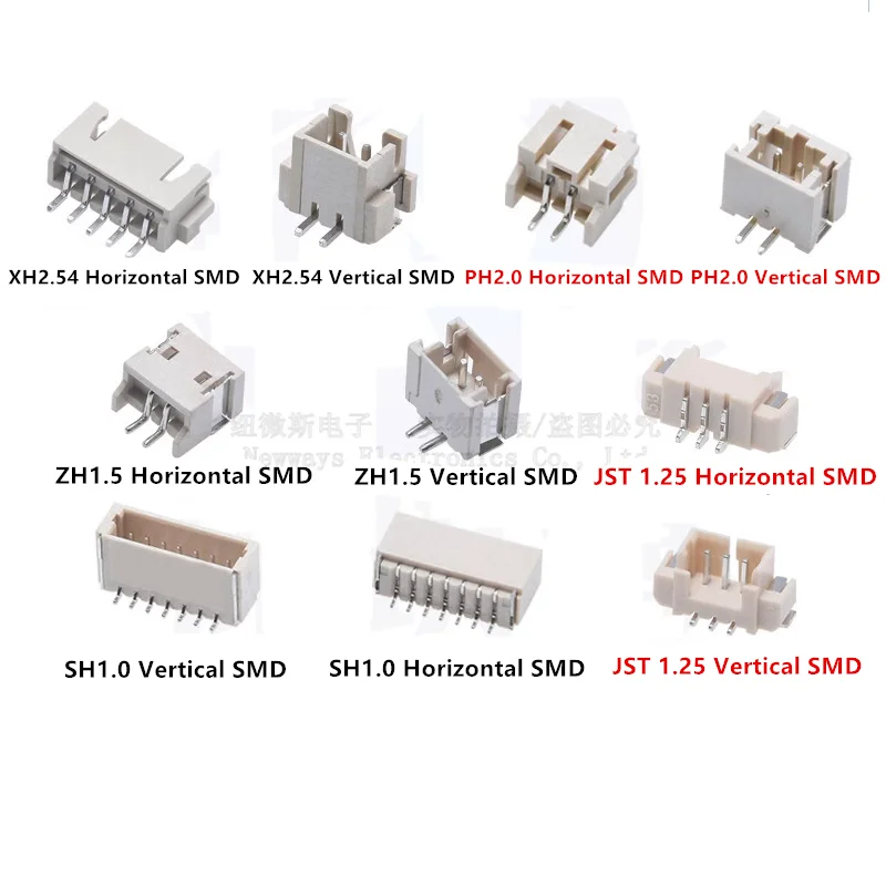 20Pcs SH1.0/JST1.25/ZH1.5/PH2.0/XH2.54mm 2P/3P/4P/5P/6/7/8/9/10/12 Pin Horizontal SMD/Vertical SMD Connector Plug