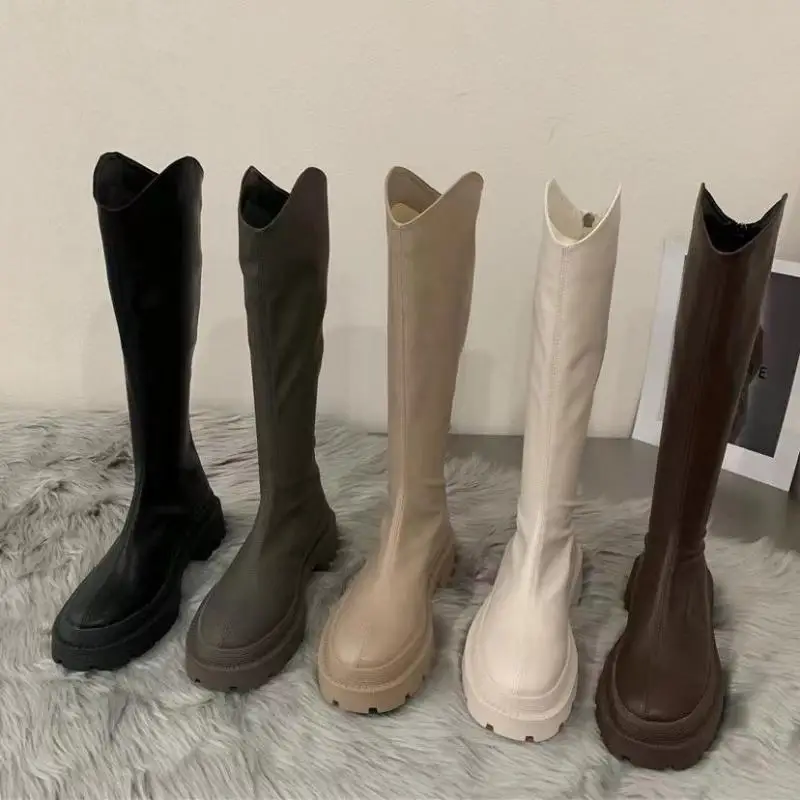 

Fashion Women Winter Pu Leather Long Comfort Zipper Knee High Ytmtloy Chelsea Boots Square Heel 2023 Botines De Mujer Rubber