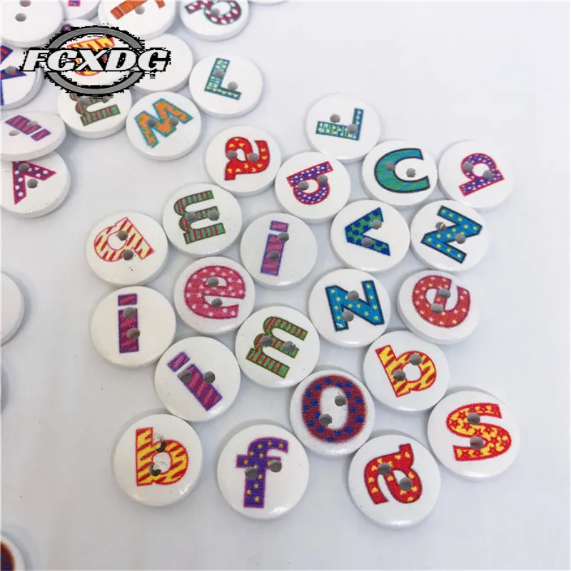 

50pcs Letter Pattern Decorative Buttons for Crafts Hot Selling Sewing Accessories Wooden Buttons Decorative Scrapbooking Buttons