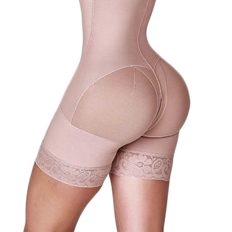 Women's Shapewear Side Zipper Tummy Control Hip Lift Lace Ajustable Shoulder Strap Bodysuit Butt LiFter