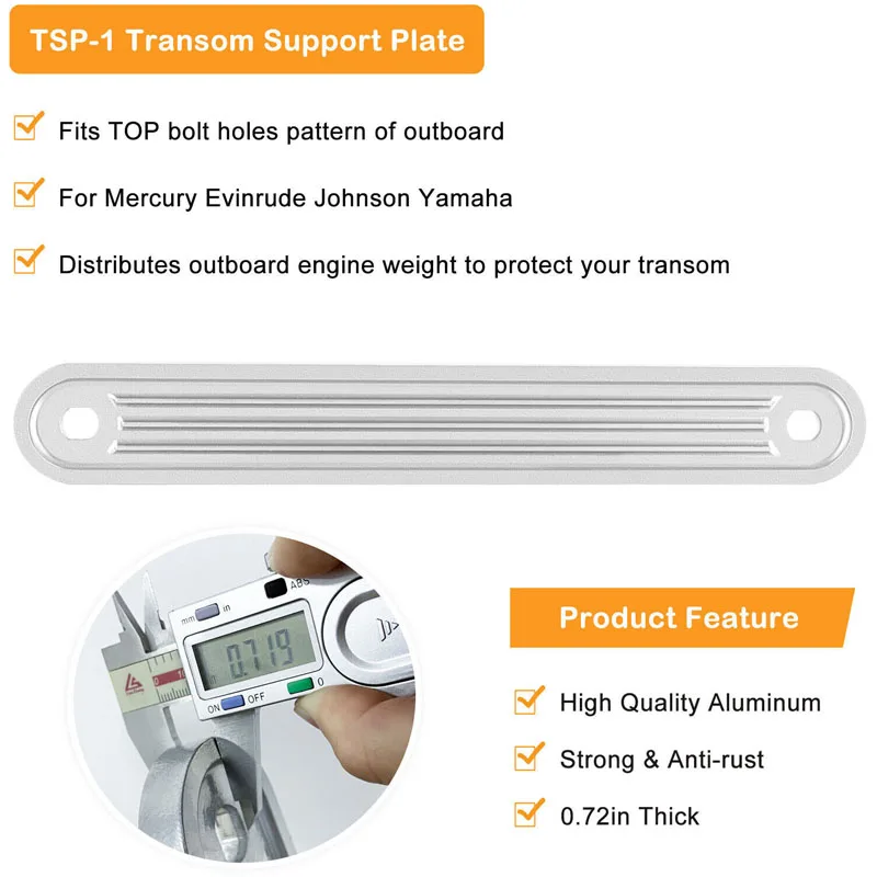 YMT TSP-1 & TSP-2DP Transom Support Plate Kit for Top Support and Lower Support Bolt Holes Size 15