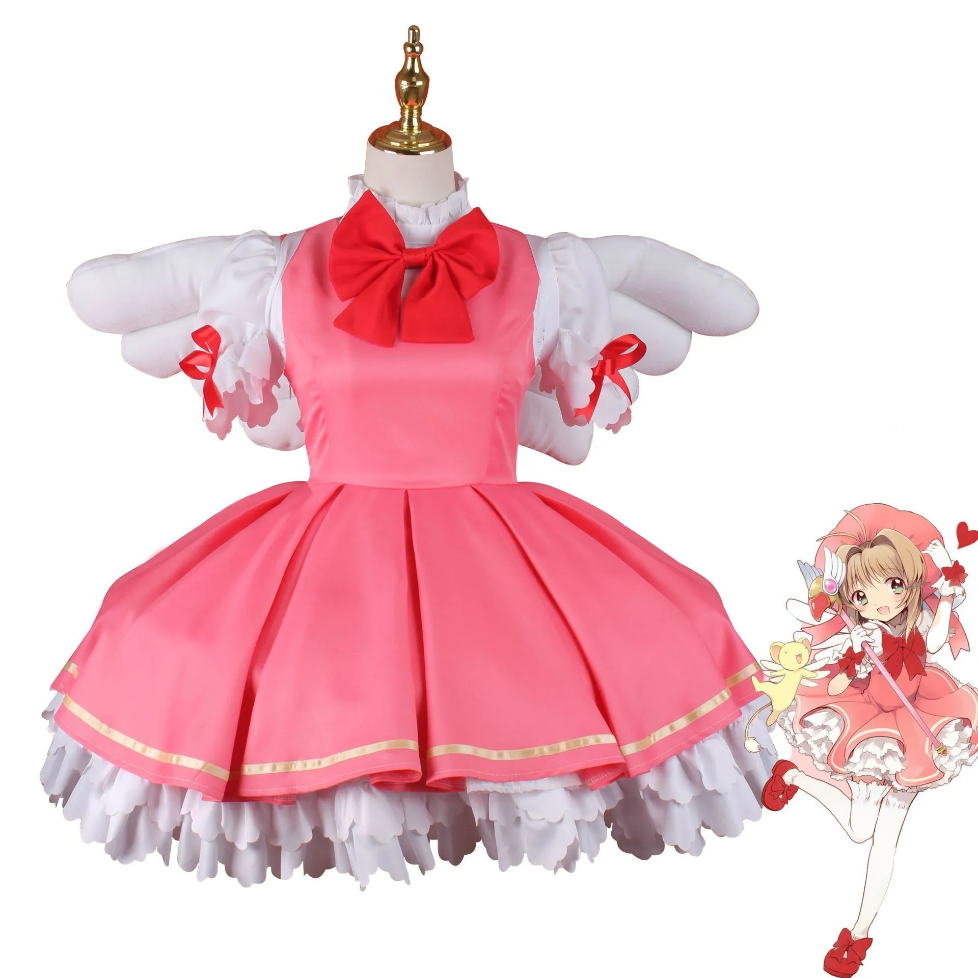 Фото Аниме Card Captor Kinomoto Sakura Cardcaptors Косплей Костюм Опора Аксессуары Парик Обувь Сексуальная Униформа Комплект №2