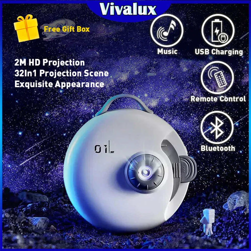 

Projetor New Creative Lamp 32in1 Galaxy Starry HD Projection laser light Bedroom Room Decoration USB Rechargeable Night Lamp