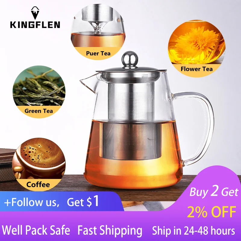 

Coffee Tea Sets Heat Resistant Glass Teapot With Stainless Steel Infuser Heated Container Tea Pot Good Clear Kettle Droshipping