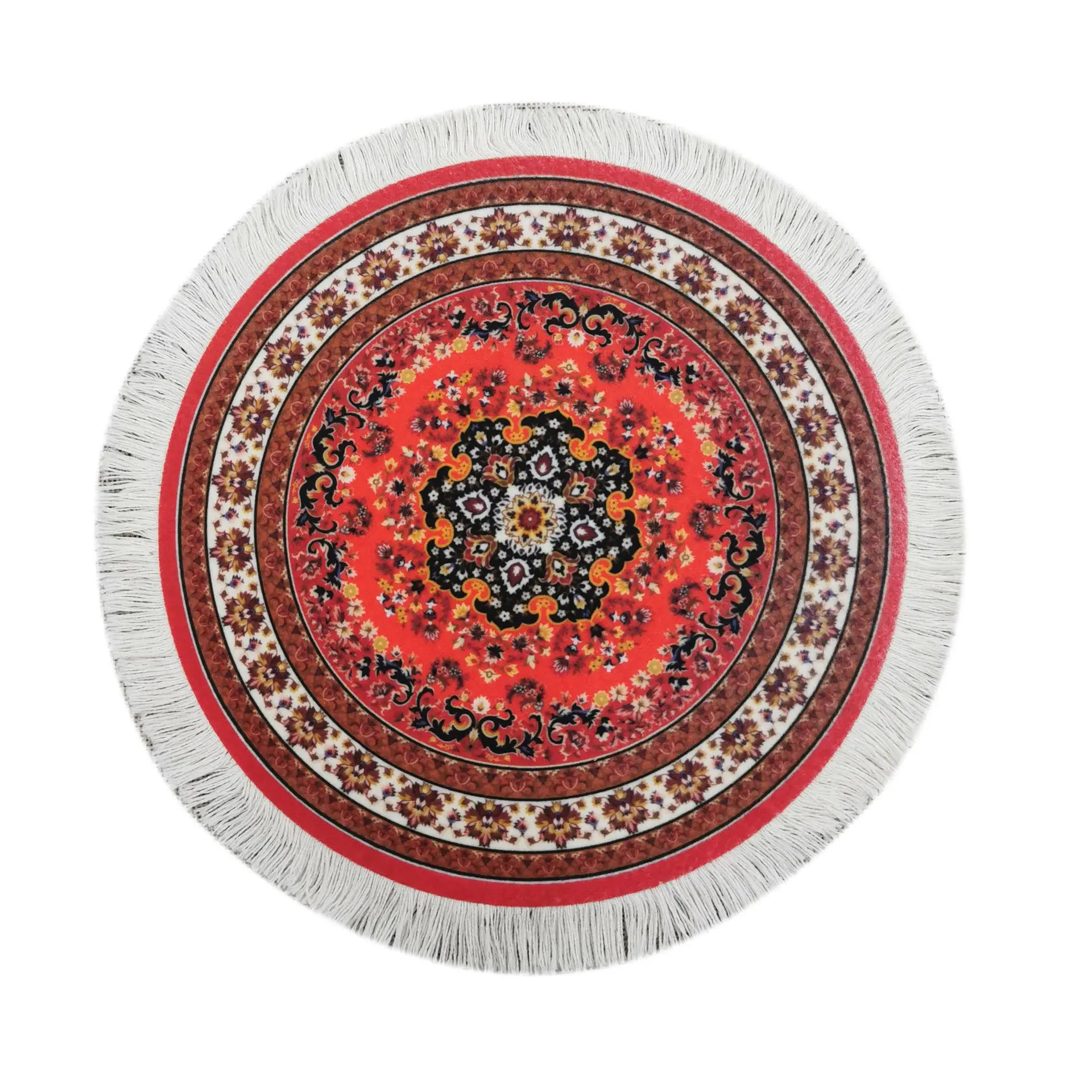

Mouse Pad Carpet Placemat Persian Style Coaster Flower Plate Fruit Plate Pad Teapot Pad Fringed Edge Anti-slip Decorative Pad