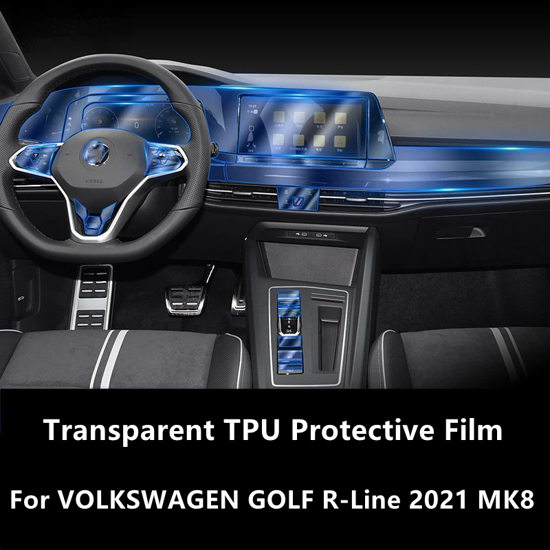 

For VOLKSWAGEN GOLF R-Line 2021 MK8 Car Interior Center Console Transparent TPU Protective Film Anti-scratch Repair Film