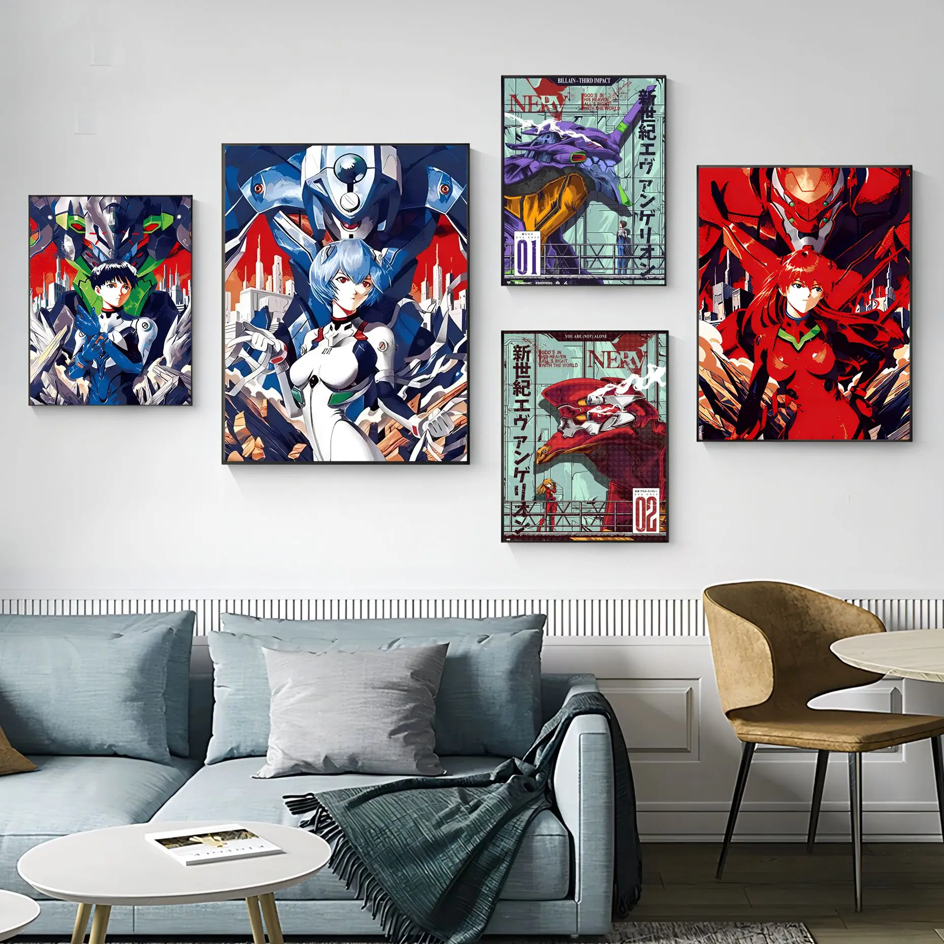 

N-Neon G-Genesis E-Evangelion Anime Self-adhesive Art Poster Retro Paper Sticker DIY Room Bar Cafe Vintage Decorative Painting