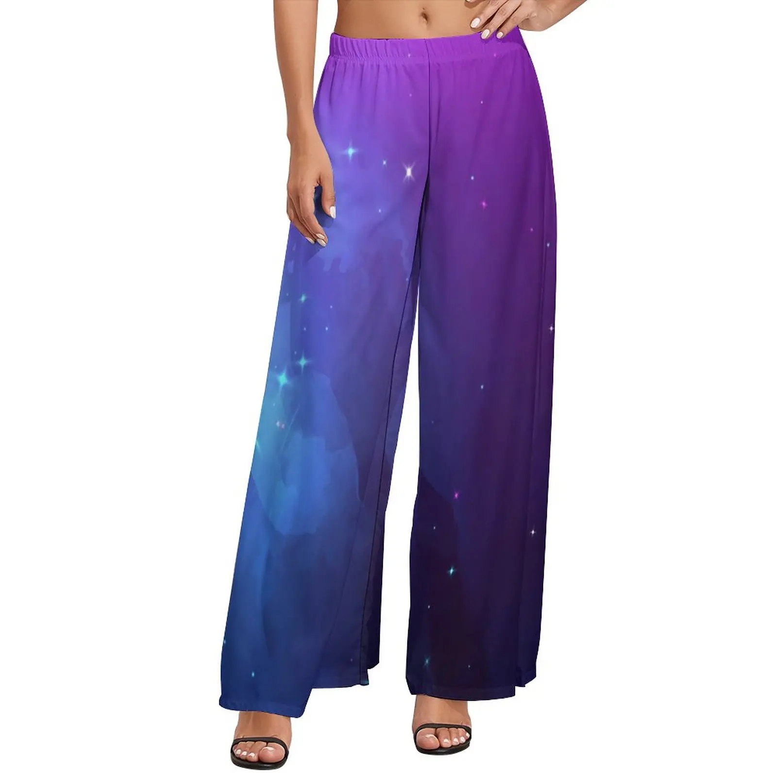 

Прямые брюки с абстрактным изображением Галактики, повседневные широкие брюки с красочным принтом, женские уличные брюки большого размера на заказ