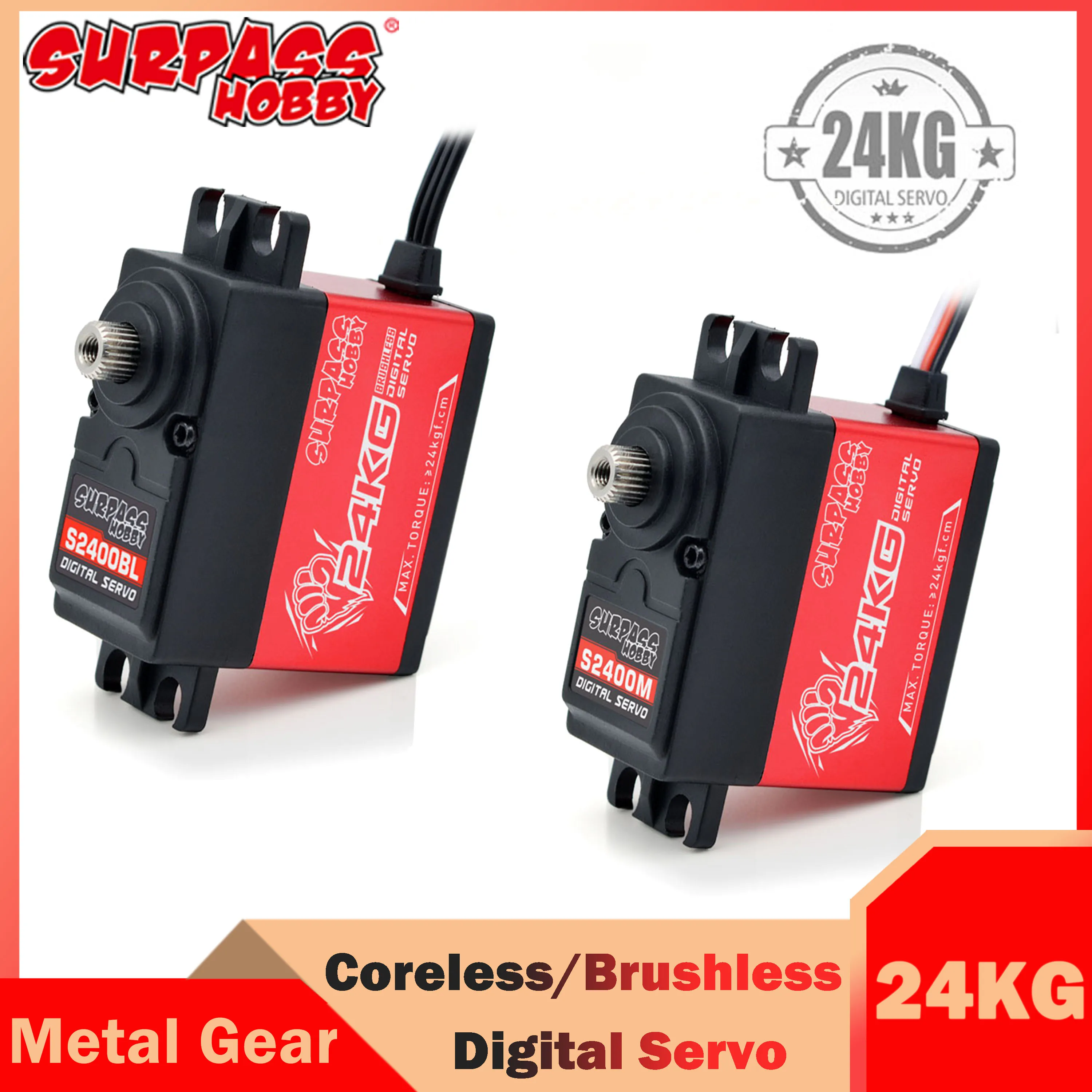 Безщеточный полуалюминиевый цифровой сервопривод для радиоуправляемого автомобиля 1/8 1/10 гоночного багги лодки робота Surpass Hobby 24 кг