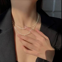 shiny sparkling glitter clavicle chain silver color necklace minimalist fashion twisted chain necklaces for women
