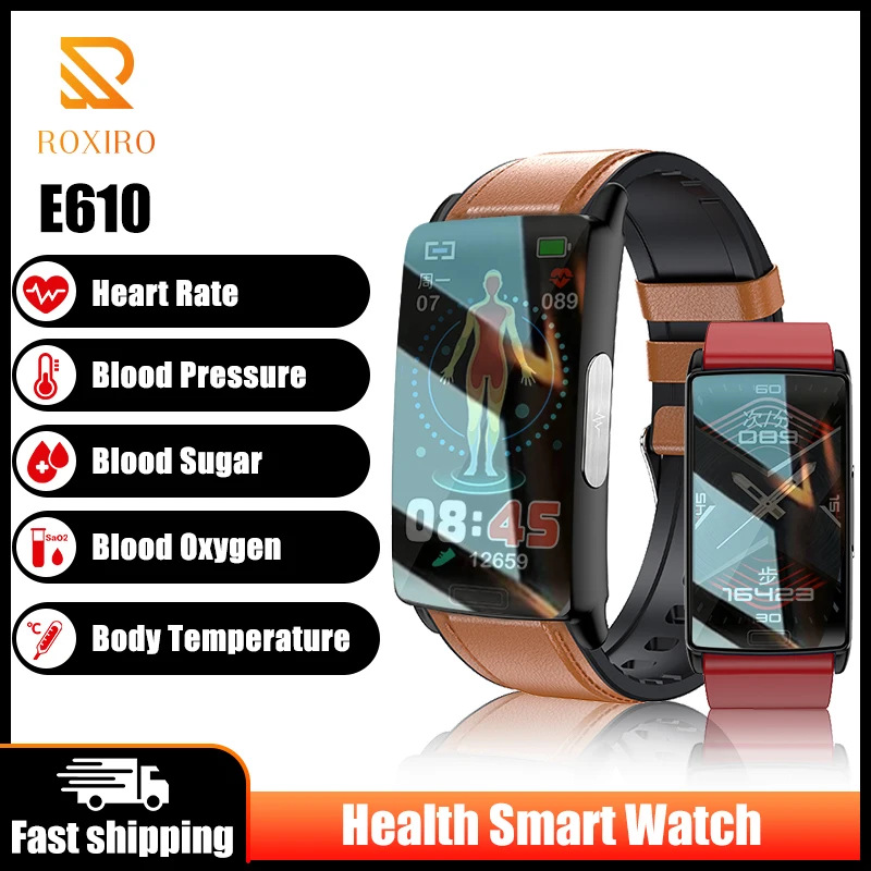 

Non-invasive Blood Glucose Heart Rate Health Monitor Women Sports Smartwath Bracelet ECG+PPG Body Temperature Smart Watch Men