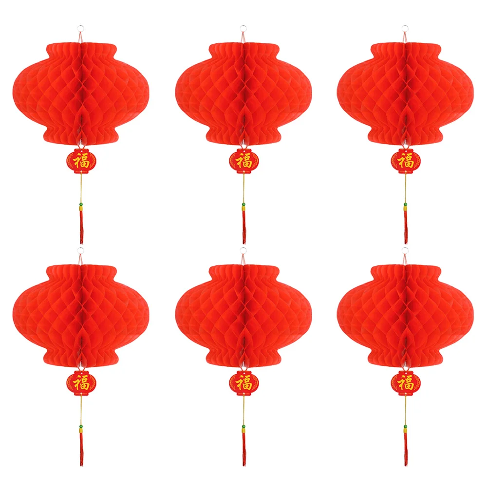 

Lanterns Red Paper Chinese Hanging Lantern New Year Festivaldecorations Springdecorative Decoration Tassels Lights Outdoor Ring