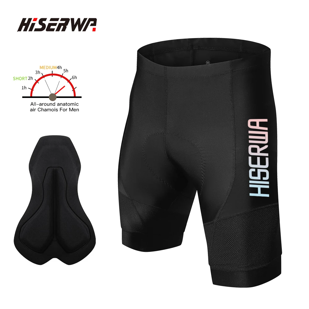 

HISERWA Men Shockproof Cycling Shorts 6 Hours Cycling Pad MTB Road Pro Team Bike Shorts Breathable Quick Dry Bicycle Tights