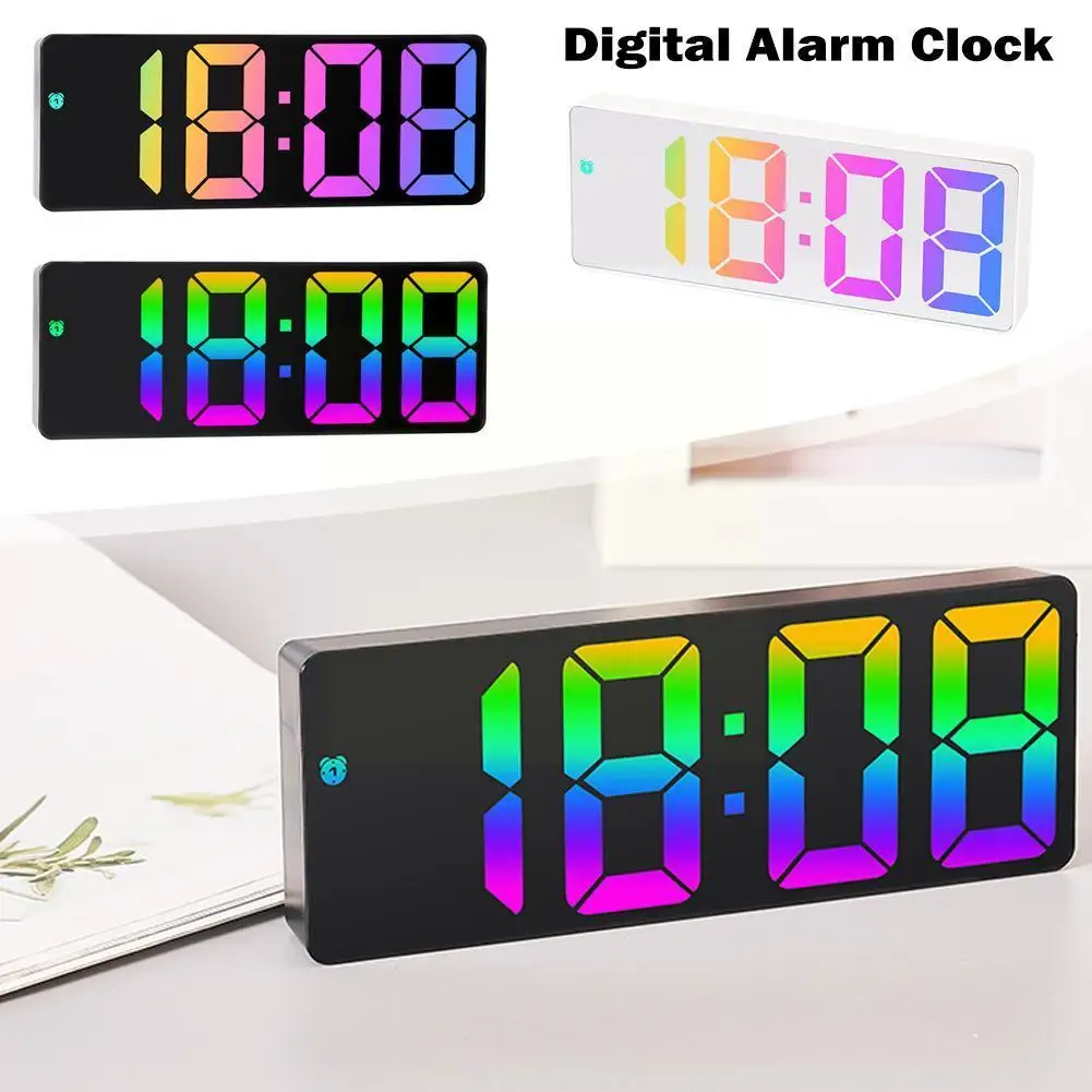 

Simple Fashion Digital Alarm Clock Color Fonts LED Alarm Clock For Bedroom Electronic LED Desktop Clock Display R4Y8