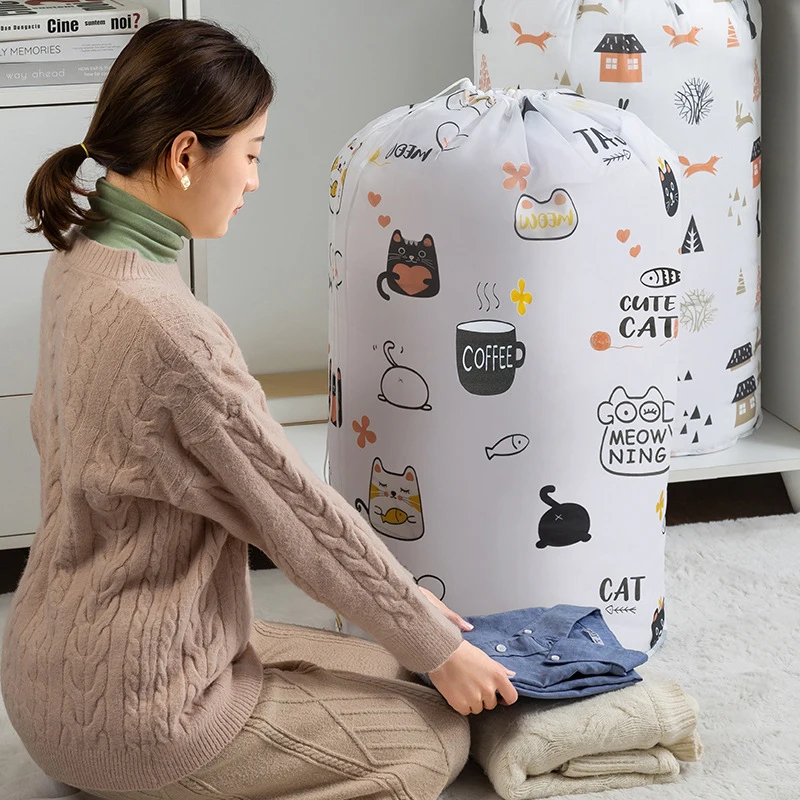 

Quilt Storage Bag Super Large Cartoon Bear Printing Foldable Clothes Pillow Bedding Blanket Organizer Toy Basket Container