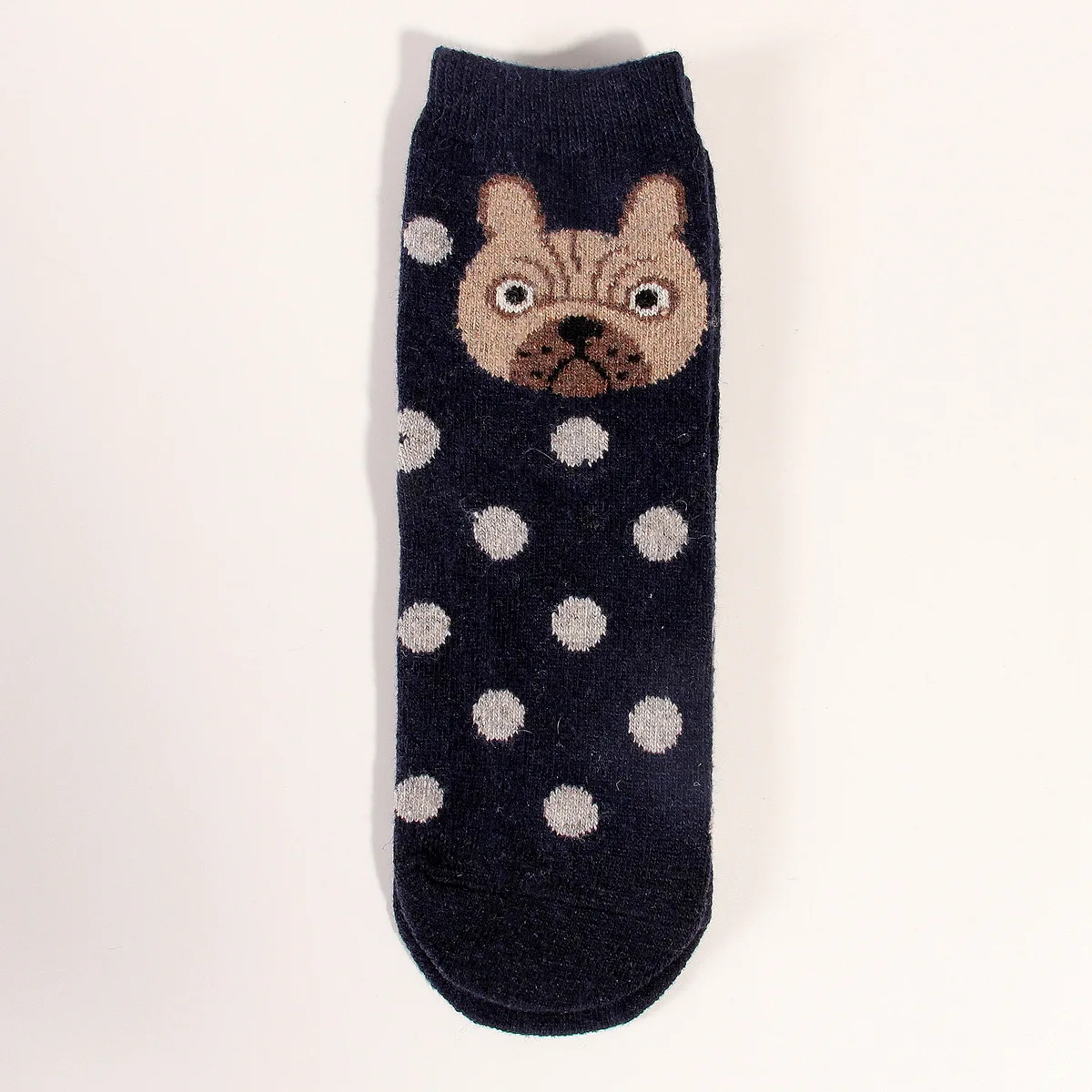 12 Pairs Women Wool Socks Winter Thick Warm Polka Dot Animal Puppy Pattern Jacquard Cartoon Cashmere Crew Boot Socks