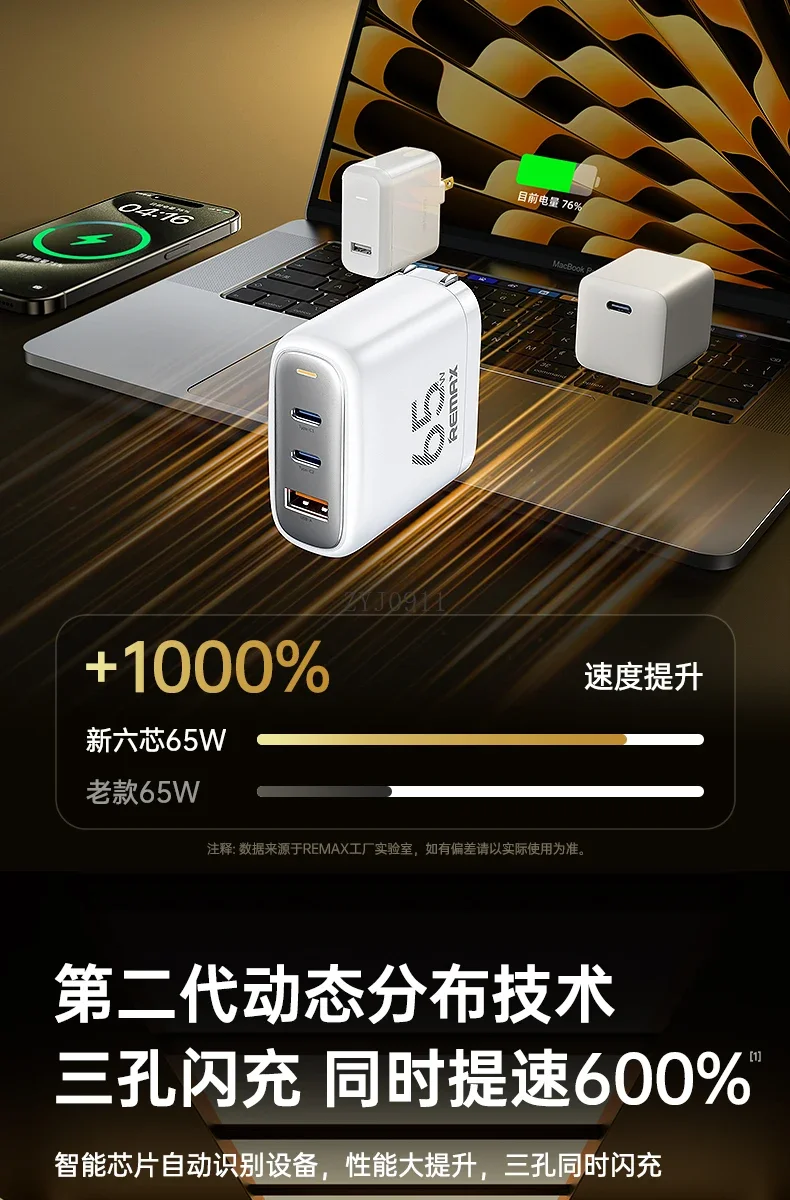 * Зарядное устройство из нитрида галлия 65 Вт разъем Typeec USB-C многопортовый ноутбук