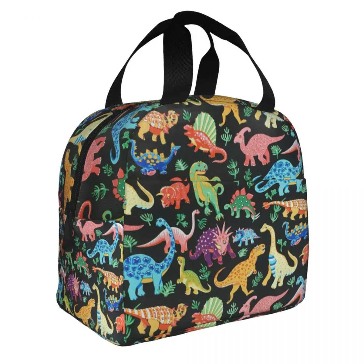 Colorful Dinosaur Insulated Lunch Bag Leakproof Thermal Cooler  Animal Print Bento Box for Women Kids School Picnic Lunch Tote