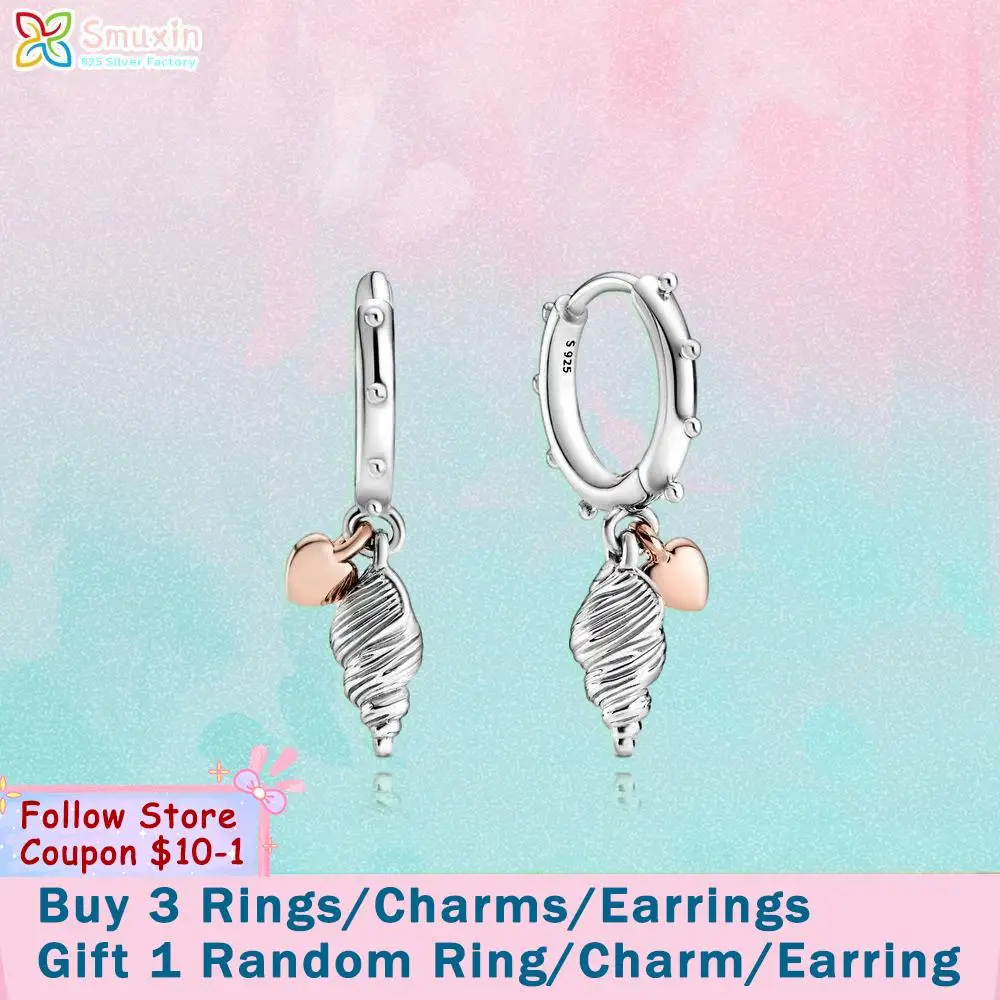 

Smuxin 925 Sterling Silver Earrings Heart & Conch Shell Earrings Cubic Zirconia Statement Stud Earrings Women Earrings Gift