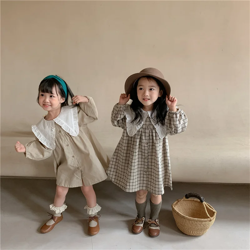 

Girl Dress Party Evening Gown Cotton 2022 Plaid Spring Autumn Flower Girl Dress Vestido Robe Fille Beach School Kids Baby Child