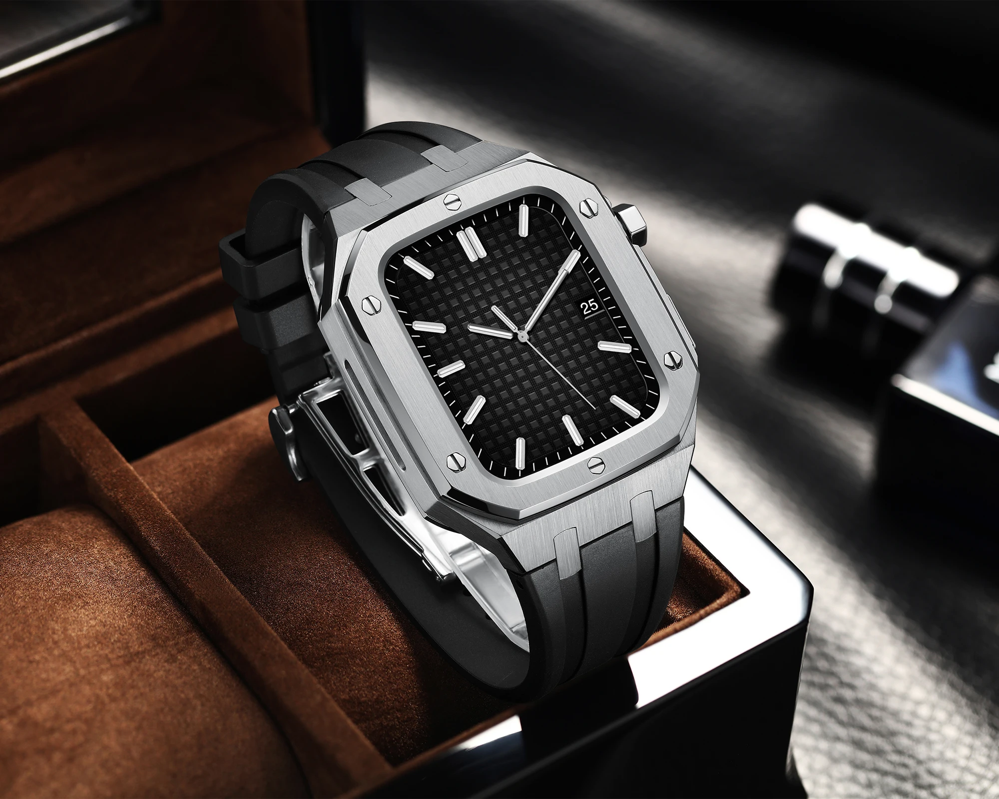 Modification Kit Metal Case For Apple Watch Band 44mm 45mm 42mm 41mm Luxury Stainless steel Strap For iWatch Series7 SE 6 5 4 3