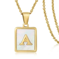 2022 square a z initial necklace ladies natural shell letter necklace necklace stainless steel simple jewelry