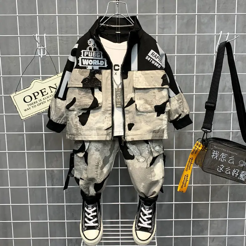 

2023 Autumn Baby Kids Clothes Sets For Children teen Boys Sport Letters jacket Pants 2Pcs sets Active Clothing outfit 2-12Y Ropa