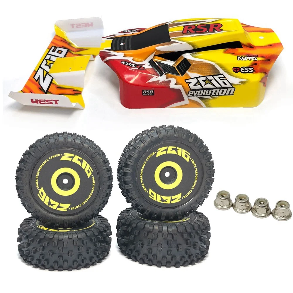 

RC Car Body Shell Tail Wing and Wheel Tires Set for Wltoys 144001 144010 1/14 RC Car Upgrade Parts Spare Accessories 1