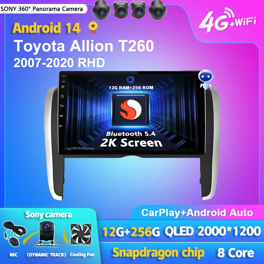 Android 14 Carplay Auto 2K экран автомобильный радиоприемник мультимедийный плеер для Toyota