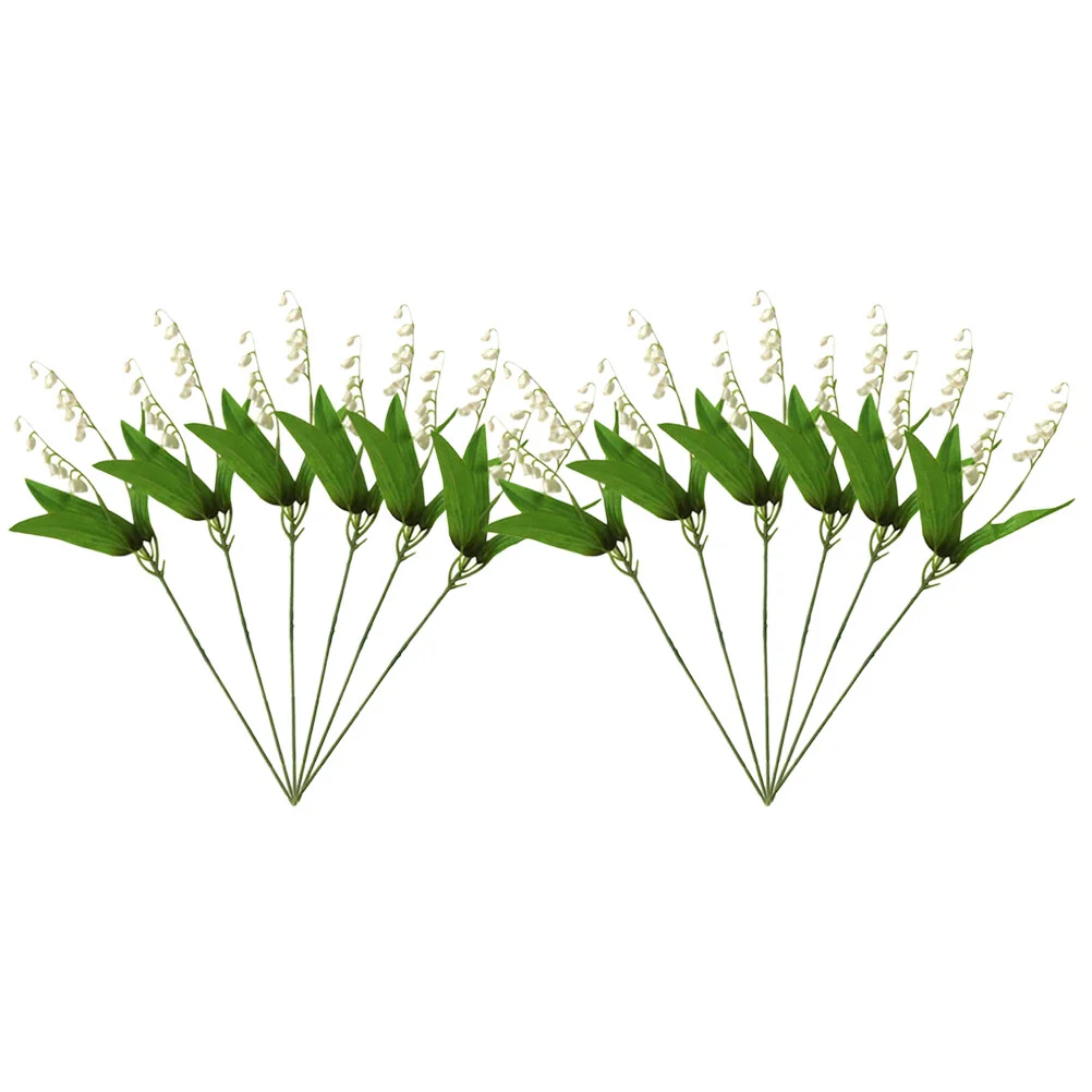 

12 Pcs Decorations Home Lily The Valley Stems Simulation Flowers Props Artificial Fake Plastic Bunch Lifelike