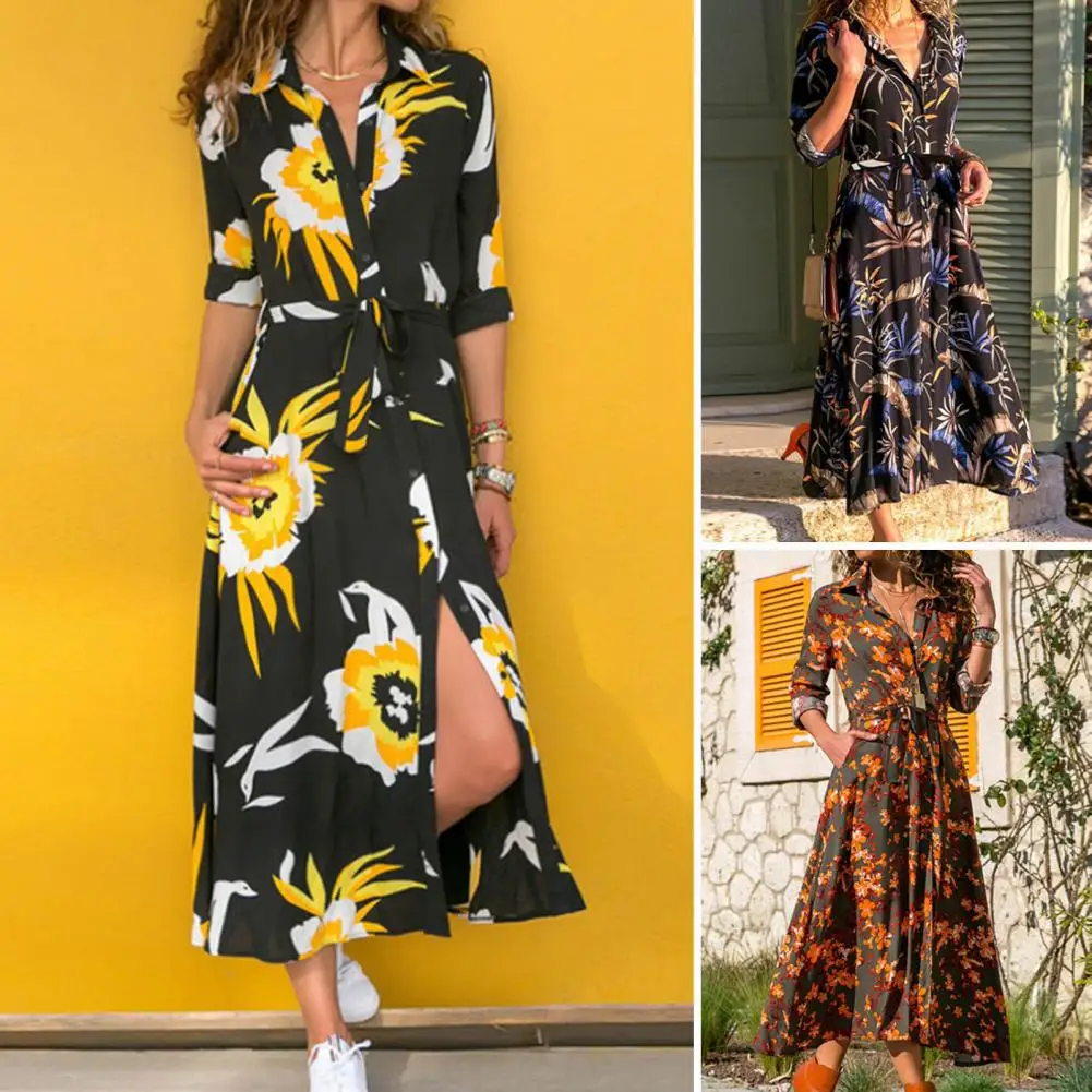

Women Spring Dress Long Sleeves Beach Dress Cardigan Beach Dress