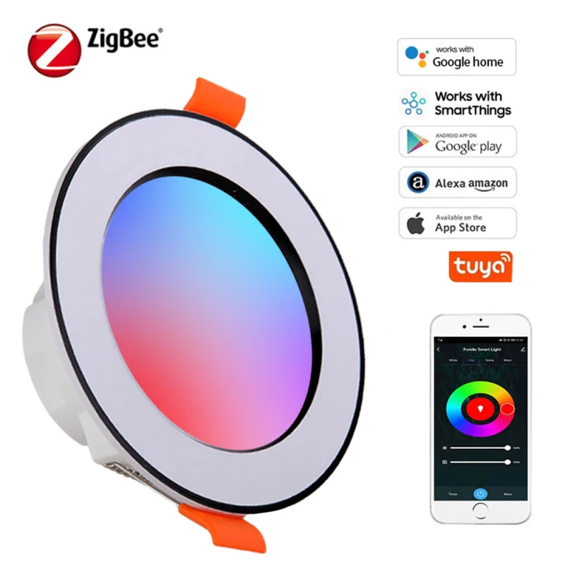

Zigbee Smart Downlight LED Bulb Interior Lighting Ceiling Lamp RGB For Tuya Smart Life Voice Control Work With Alexa Google Home
